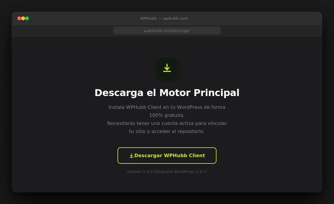 Descarga WPHubb Client